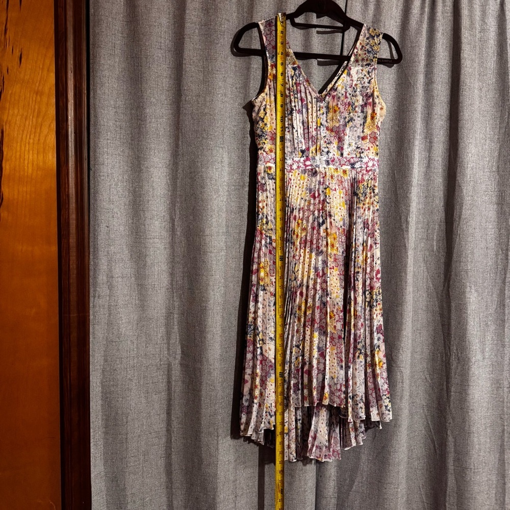 Plenty by Tracy Reese Floral Pleated Dress Size 0 Sleeveless Hi Low - Picture 4 of 14